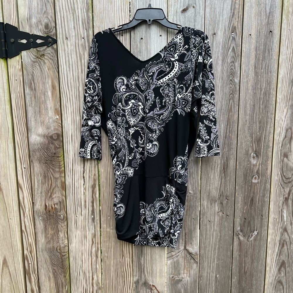 WHBM Paisley Ruched Dress with V Neck and tie Women’s Small - Picture 9 of 10